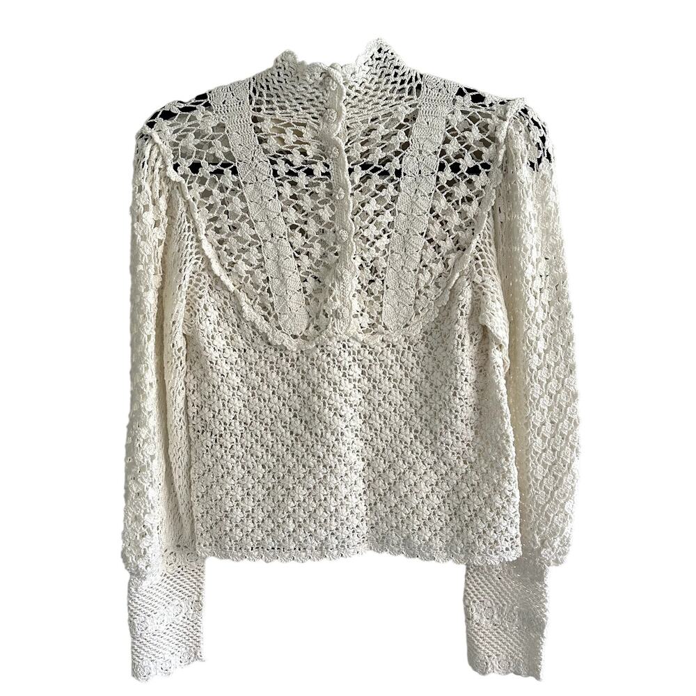 Doen Heirloom Amity Hand Knit Sweater Top Pearl Crochet - Picture 3 of 5